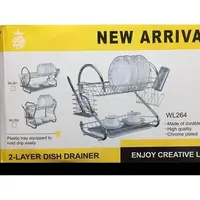 2 Layer Multipurpose Kitchen Dish Drainer Rack - WL264 - Image 3