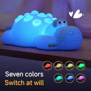 7 Color Crocodile Shape Silicone Night Light Toy for Kids